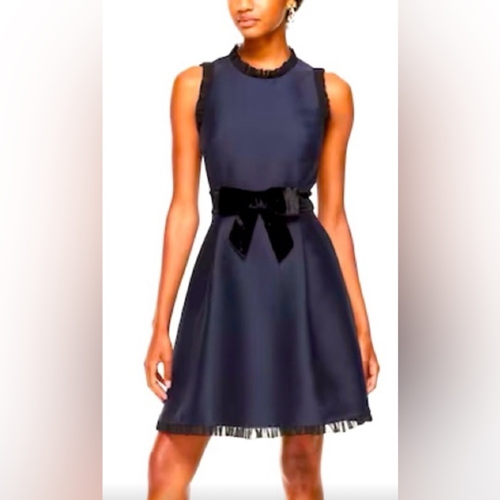 Kate Spade New York Star Bright Velvet Bow Fit & Flare Dress Black Sleeveless 12